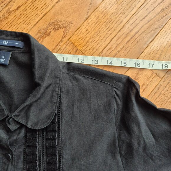 GAP Button Up Tuxedo Velvet Silk Cotton Blend Sheer Blouse 12 - Picture 11 of 14
